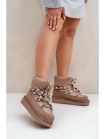 Semišové dámské sněhule s hrubým šněrováním D.Franklin DFSH375003 Taupe