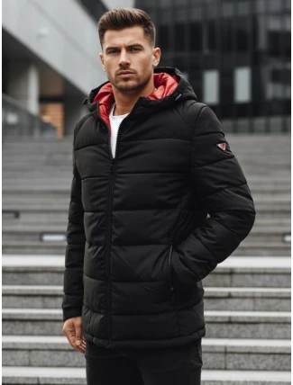 Pánská prošívaná zimní bunda s kapucí černá FashionStreet TX4894