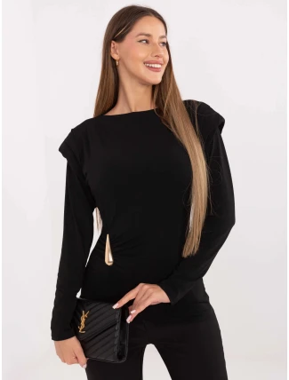 Elegantní černá halenka s vycpávkami (21898)