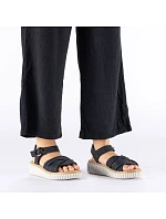 Dámské černé sandály na platformě se suchým zipem Rieker 63781-00