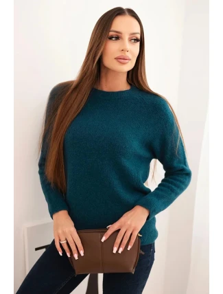 Dámský svetr z baby alpaky s dlouhým rukávem mořský Dámský svetr z baby alpaky s dlouhým rukávem mořský