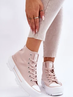 Vysoký Látkové tenisky na platformě Big Star LL274157 Nude