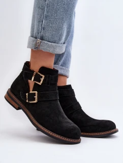 Dámské boty na ploché podrážce s pásky černé Melviana