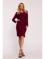 S428 Šaty s výstřihem - bordó