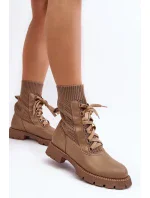 Dámské kozačky se šněrovací ponožkou, hnědá Gentiana