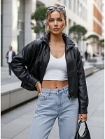 Dámská kožená bunda oversize černá FashionStreet TY5664
