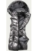 Lesklá šedá vesta s kapucí (B8025-70) Lesklá šedá vesta s kapucí (B8025-70)