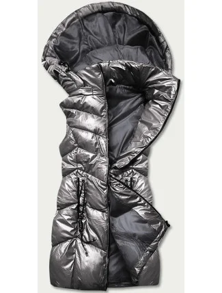 Lesklá šedá vesta s kapucí (B8025-70) Lesklá šedá vesta s kapucí (B8025-70)