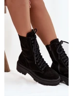 Dámské workery z přírodní semišové kůže vyhřívané Zazoo 4213 Černé