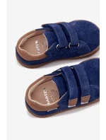 Kožené Dětské Polobotky Barefoot S Odrazkami Bartek 8600366 Tmavě Modré