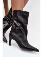 Dámské kotníkové boty na jehlovém podpatku z eko kůže Norell – černé