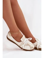 Dámské kožené polobotky typu barefoot Zazoo – bílo-zlaté