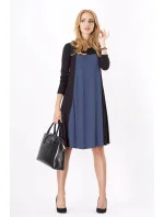 Dámské šaty volný střih 3/4 rukáv vhodné i pro těhotné středně dlouhé grafitové - Černá - BeYou Dámské šaty volný střih 3/4 rukáv vhodné i pro těhotné středně dlouhé grafitové - Černá - BeYou