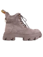 Jedinečné hnědé dámské kotníčkové boty na plochém podpatku Jedinečné hnědé dámské kotníčkové boty na plochém podpatku