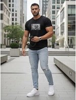 Pánské tričko s potiskem klasické černé FashionStreet NX5014R
