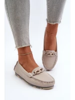 Dámské kožené mokasíny s ozdobou béžové S.Barski LR339