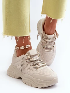 Dámské tenisky na masivní podrážce s ozdobným šněrováním béžové Relissa