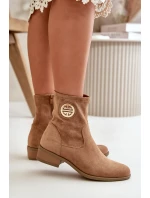 Dámské Botky Na Zip S Ozdobným Detalem Eko Semišové Béžové Lerioria