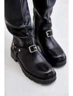 Zateplené dámské kozačky na zip z ekologické kůže černé Tialethe