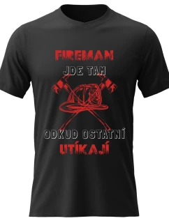 Pánské bavlněné tričko s potiskem - HASIČ - černé
