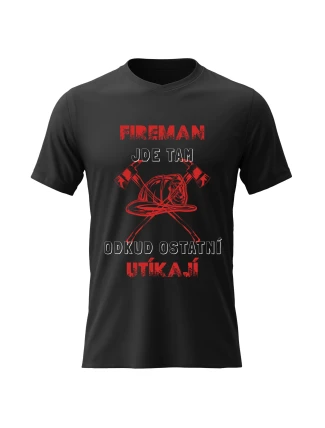 Pánské bavlněné tričko s potiskem - HASIČ - černé