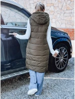 Dámská dlouhá prošívaná zelená vesta FashionStreet TY5268