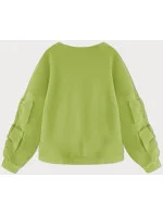 Teplá dámská mikina v limetkové barvě s mašlemi (23999) Teplá dámská mikina v limetkové barvě s mašlemi (23999)