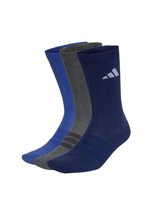 Ponožky adidas Cushioned Sportswear Crew 3P tmavě modré, šedé, modré KQ6762 Ponožky adidas Cushioned Sportswear Crew 3P tmavě modré, šedé, modré KQ6762