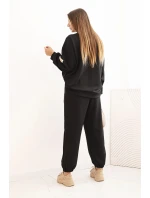 Dámský set máslový s volnou mikinou a kalhotami s nápisem LOVE černý