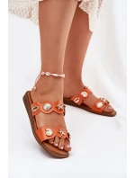 Dámské Pantofle Se Zlatými Aplikacemi Oranžové Jenoriela