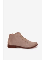 Semišové kotníkové boty na plochém podpatku Cappuccino Zazoo 4078 Semišové kotníkové boty na plochém podpatku Cappuccino Zazoo 4078