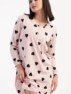Dámská noční košile s dlouhým rukávem Srdce