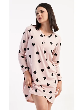Dámská noční košile s dlouhým rukávem Srdce Dámská noční košile s dlouhým rukávem Srdce