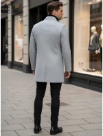 Pánský jednořadový kabát šedý FashionStreet CX0428 Pánský jednořadový kabát šedý FashionStreet CX0428