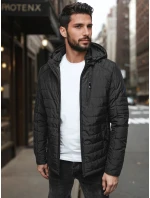 Pánská přechodná prošívaná bunda s kapucí černá FashionStreet TX5003
