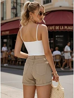 Dámské džínové kraťasy v kamelové barvě FashionStreet SY0553