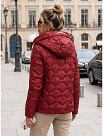 Dámská prošívaná přechodová bunda s kapucí, bordová, FashionStreet TY5885 Dámská prošívaná přechodová bunda s kapucí, bordová, FashionStreet TY5885