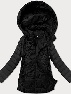 Dámská lehká prošívaná bunda s kapucí plus size J Style černá (16M9263-392)