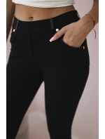 Bavlněné kalhoty s lemem na kapsách černé Bavlněné kalhoty s lemem na kapsách černé