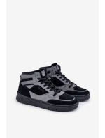 Semišové Pánské Tenisky Big Star OO174303 Hi-Poly System Černo-Šedé