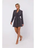 M749 Blejzrové šaty s páskem - tmavě šedé M749 Blejzrové šaty s páskem - tmavě šedé