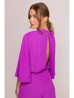 S397 Kombinéza s širokými rukávy a rozdělenými zády - levandulová