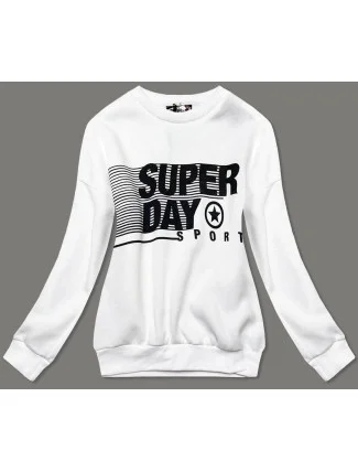 Bílá dámská tepláková mikina s potiskem (26005) Bílá dámská tepláková mikina s potiskem (26005)