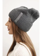 Dámská zimní čepice vlněná s krystaly K453 grafitová