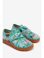Dětské papuče na suchý zip Barefoot Květiny Listy Froddo G1700438-14 Mentolové Dětské papuče na suchý zip Barefoot Květiny Listy Froddo G1700438-14 Mentolové
