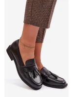 Dámské mokasíny z eko kůže s třásněmi Černé Galera