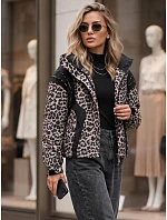 Dámská přechodová bunda s kapucí v leopardím vzoru, béžová, FashionStreet TY6041 Dámská přechodová bunda s kapucí v leopardím vzoru, béžová, FashionStreet TY6041