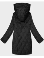 Pikowana kurtka damska z asymetrycznym dołem Goodlookin czarna (B8592-1)