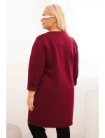 Dámská suknička Plus Size s kapsou a rukávem 3/4 máslová švestková