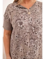 Dámská bavlněná halenka Plus Size s krátkým rukávem a ozdobným knoflíkem fango Dámská bavlněná halenka Plus Size s krátkým rukávem a ozdobným knoflíkem fango